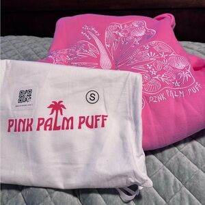 Nib authentic pink palm puff hibiscus hoodie